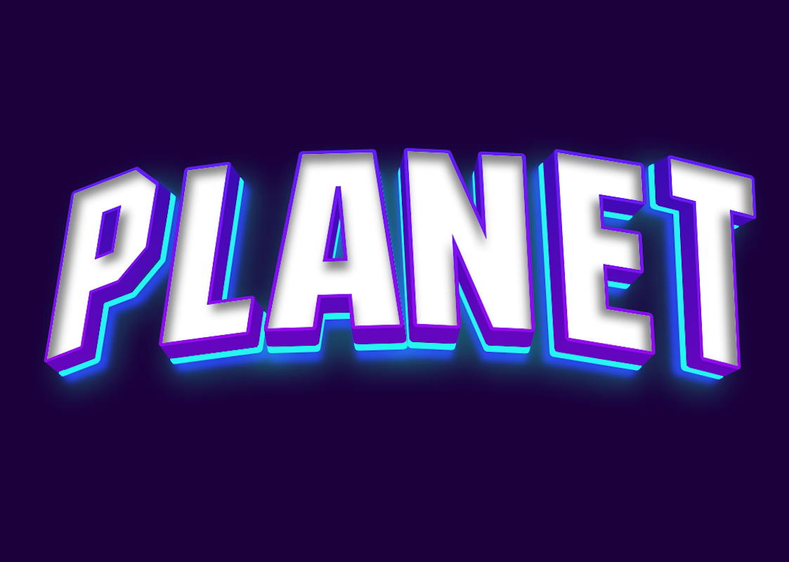 'Planet' - 3D Text with Neon Glow