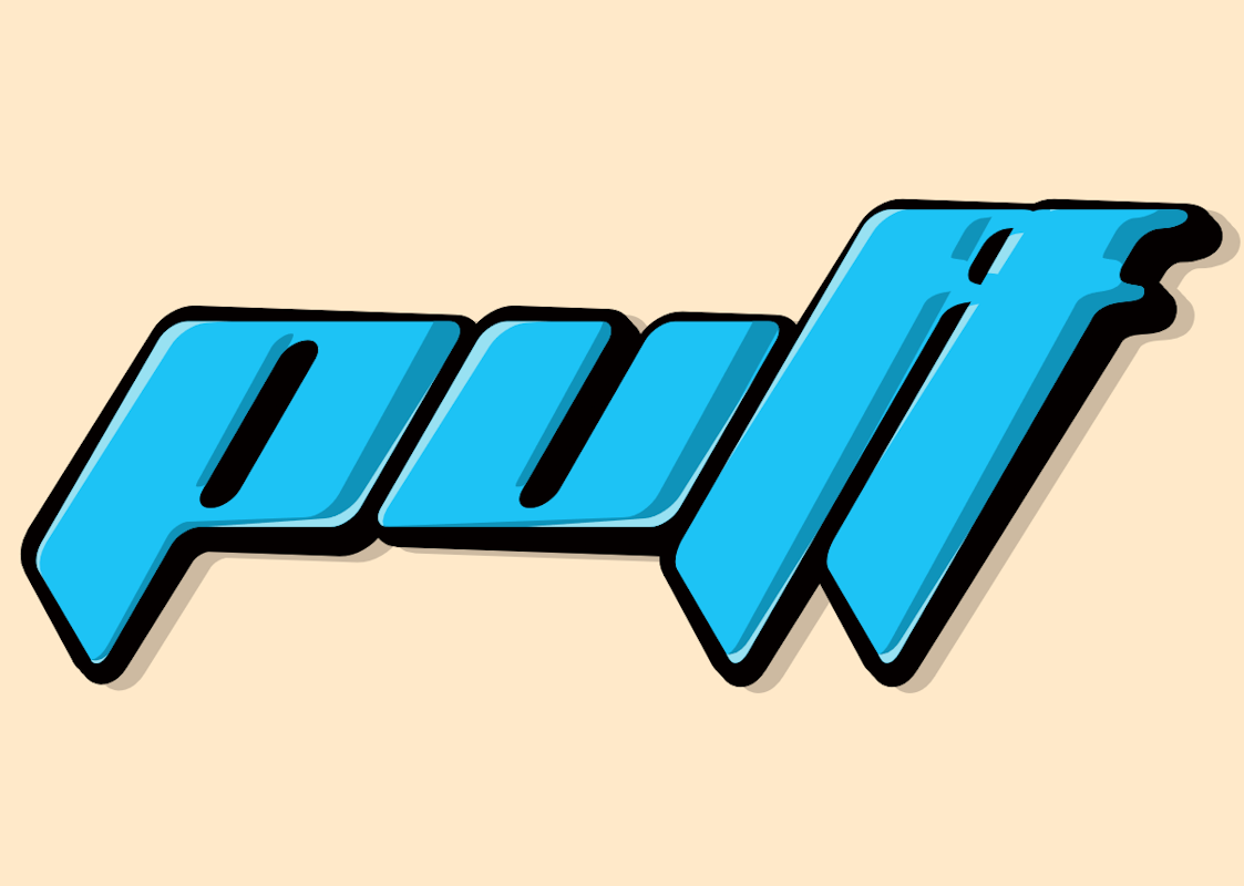 'Puff' - Bright 3D Text in 'Cartoon' Style