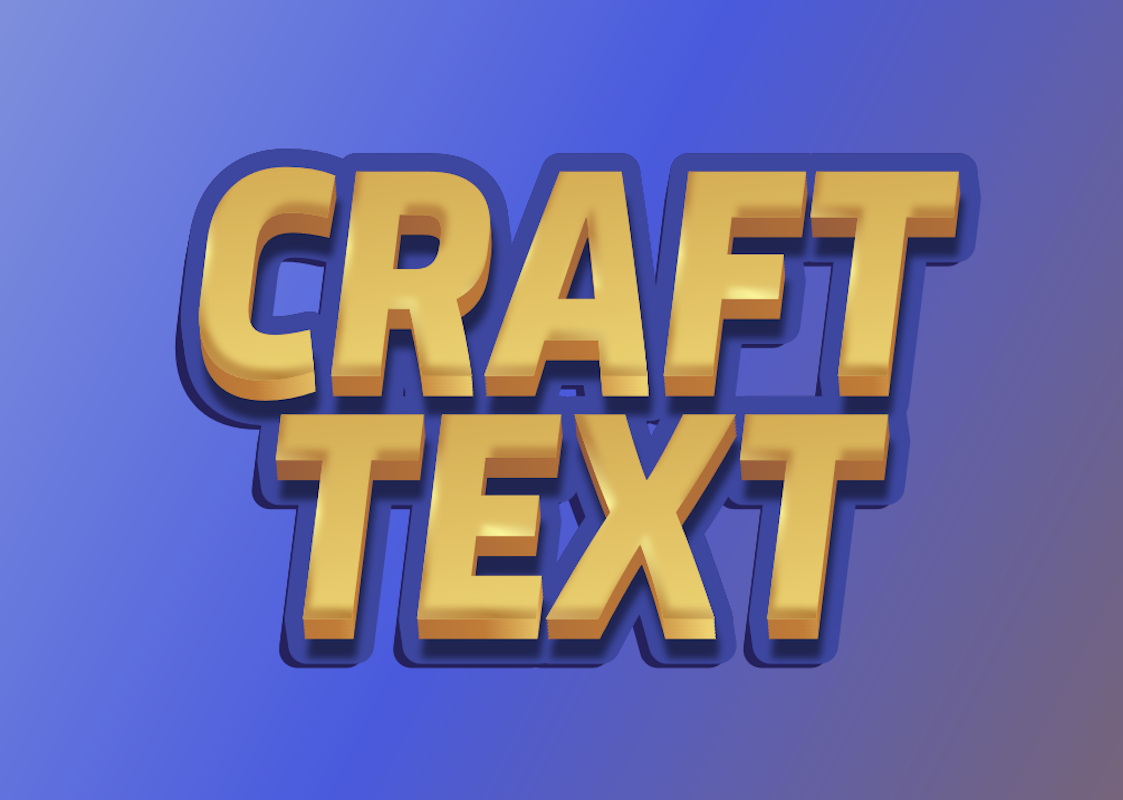 'Craft Text' - Golden 3D Text with Blue Outline
