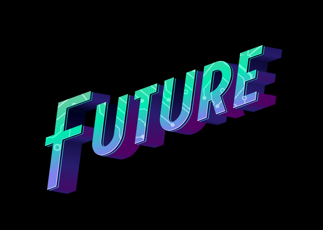 'Future' - 3D Text with Cybernetic Pattern