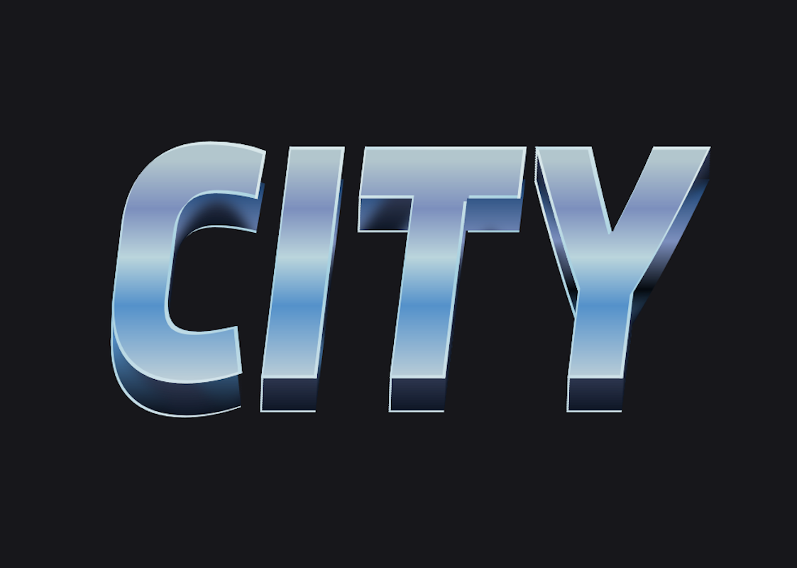 'City' - Metallic Text in 'Cyberpunk' Style