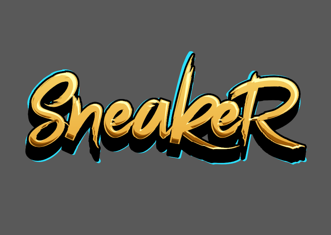 'Sneaker' - Golden Text in 'Handwriting' Style