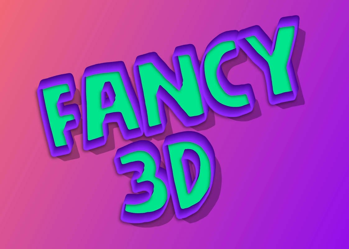 Bright cartoon 3D inscription from several layers