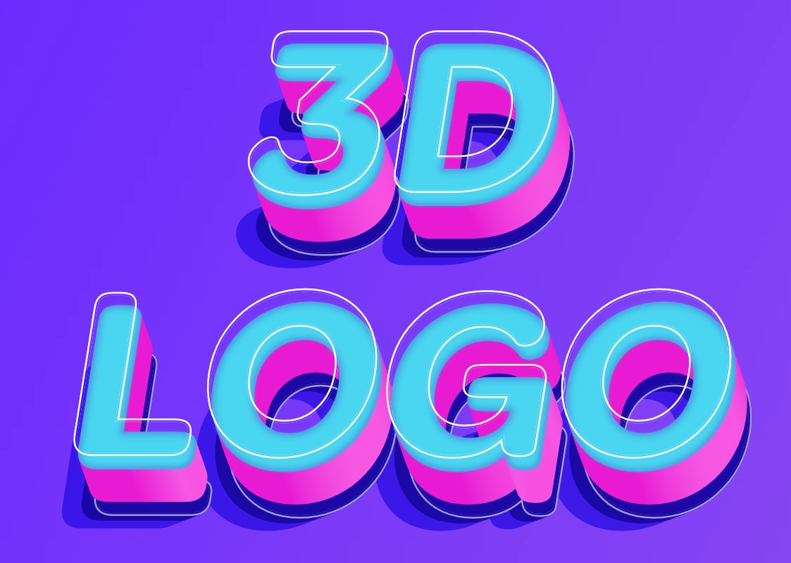 Beautiful 3D text with outlines in a modern style