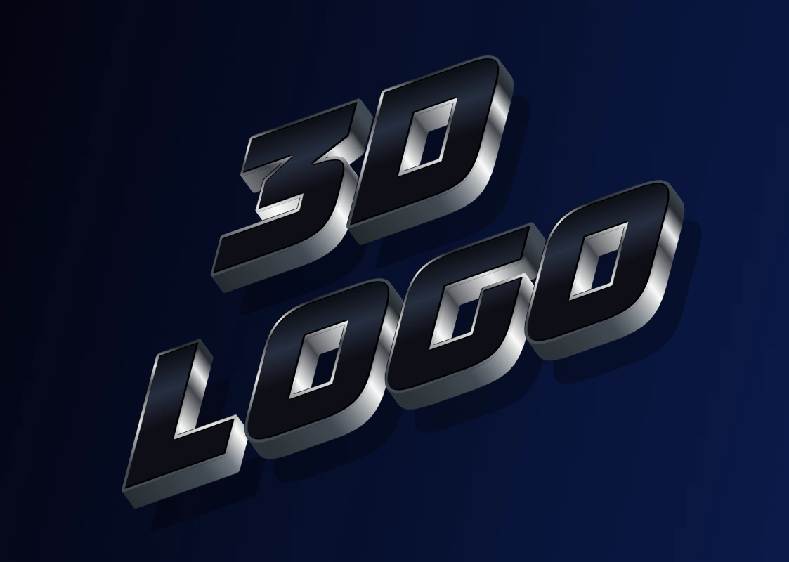 Metallic 3D inscription with highlights