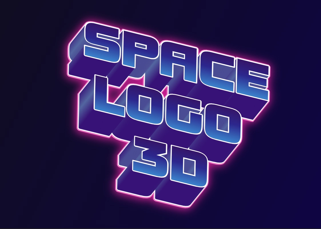 Cosmic 3D inscription with a glow around the text outline