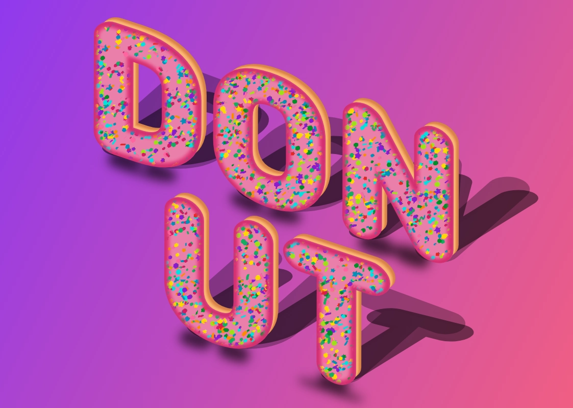 Beautiful 3D inscription in the shape of a donut