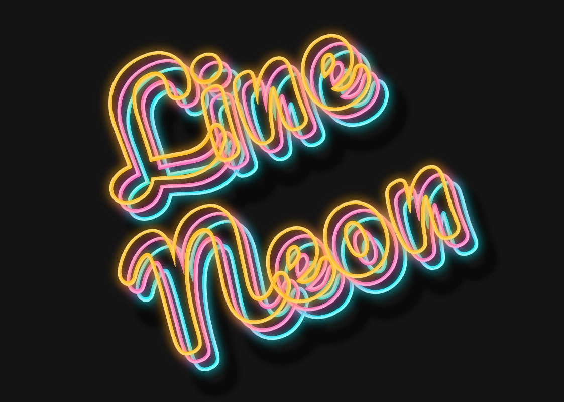 3D text with multiple layers of neon outline
