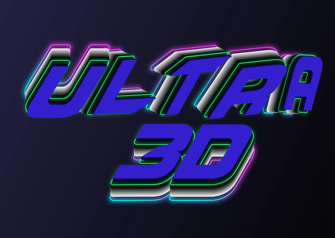 3D inscription in a cosmic cybernetic style with a neon outline