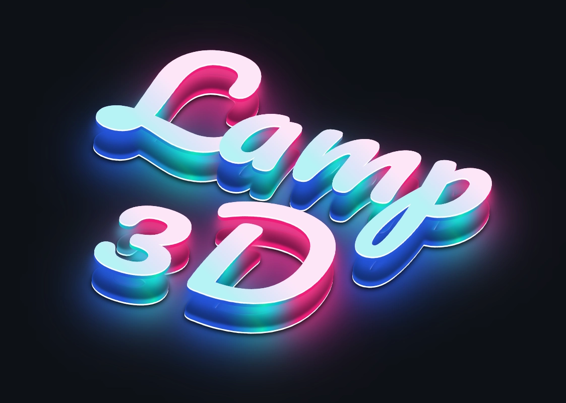 Original 3D inscription with a neon effect