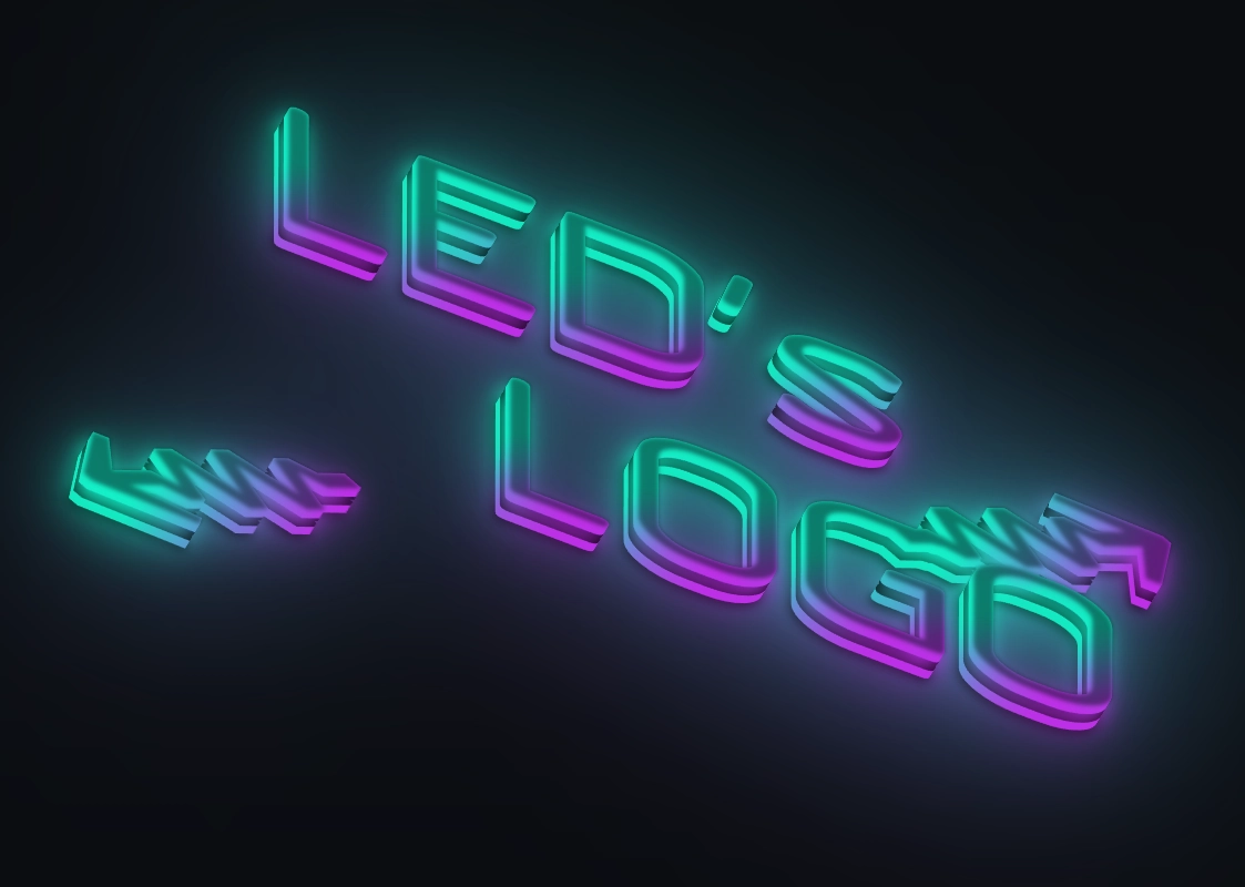Neon 3D text with gradient