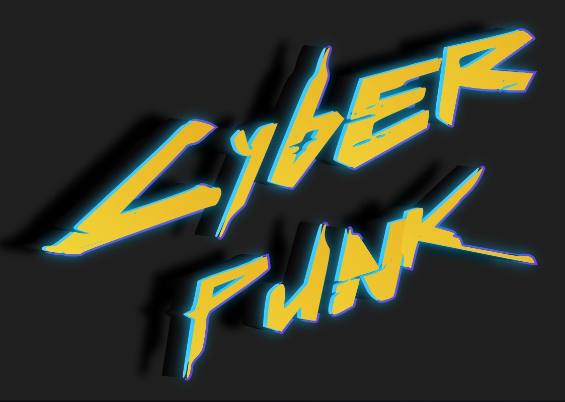 3D Cyberpunk text with neon glow
