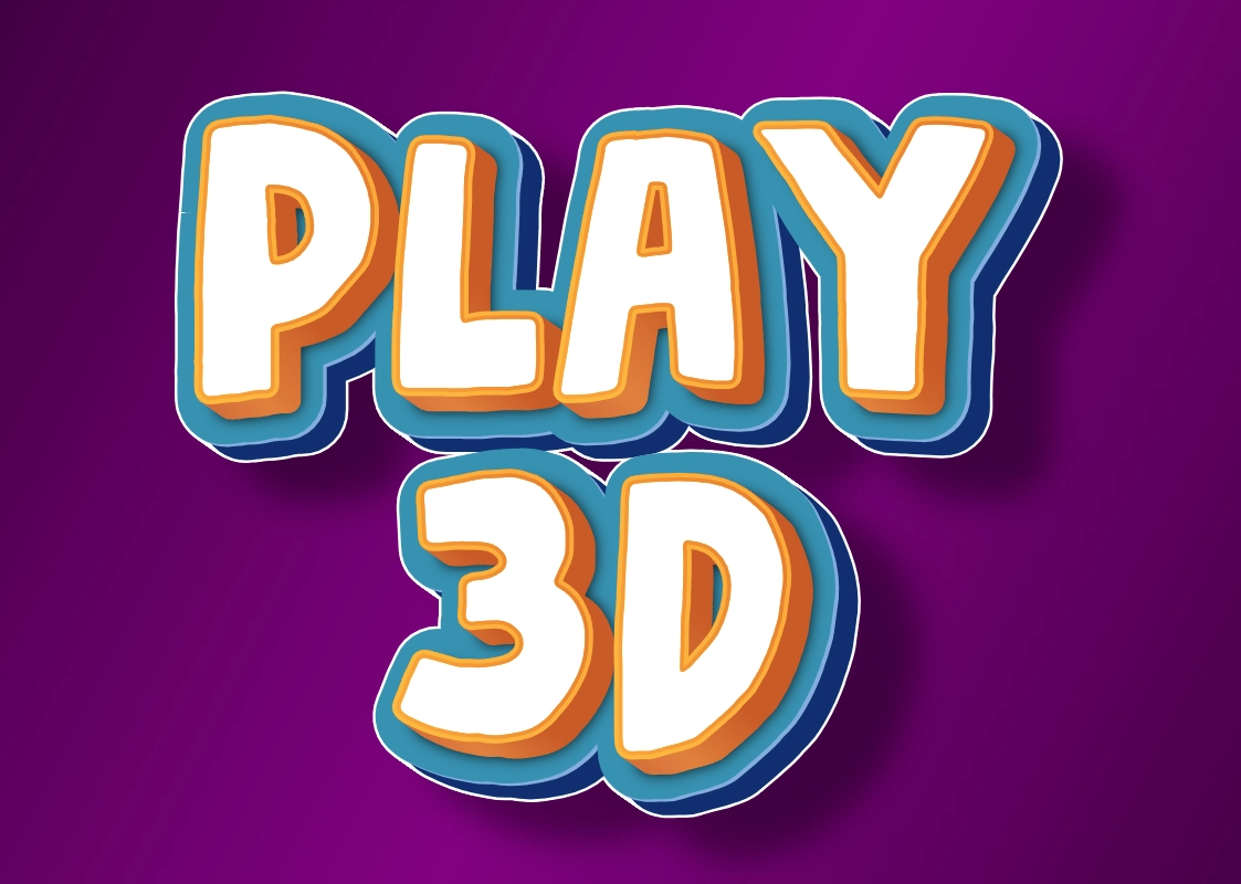 3D inscription in a cartoon style of a game logo