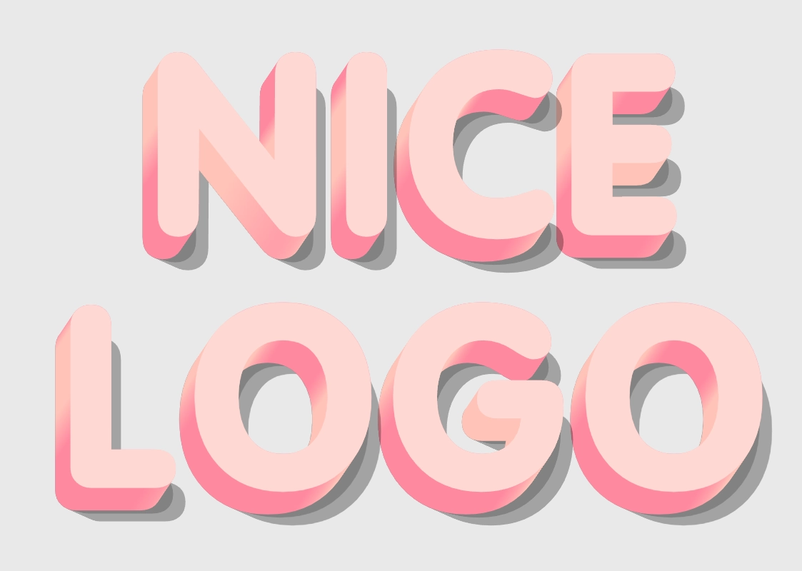 Beautiful 3D inscription in pink tones with a shadow