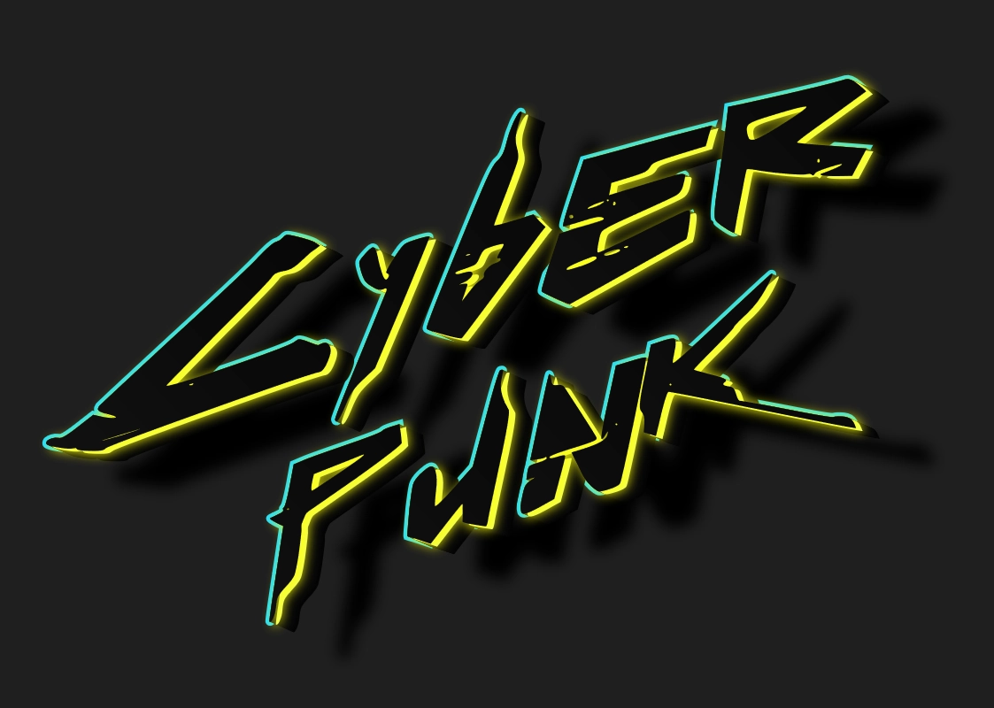3D Cyberpunk text with neon glow