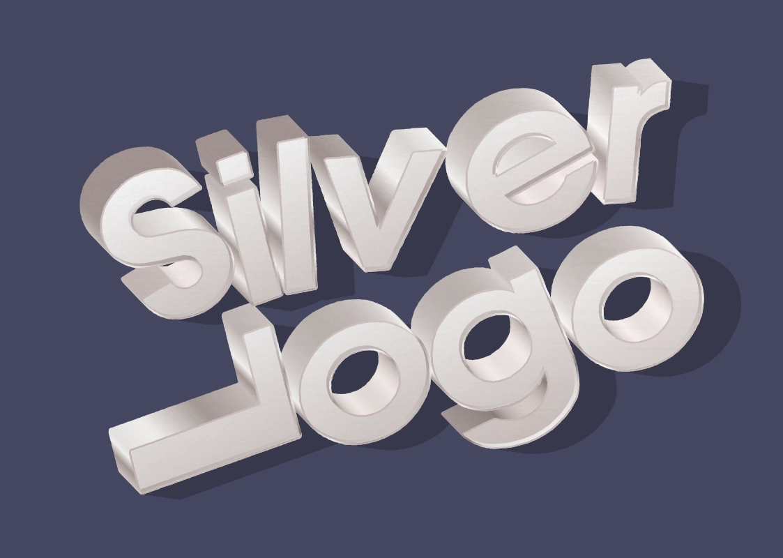 Cartoon 3D font - matte silver