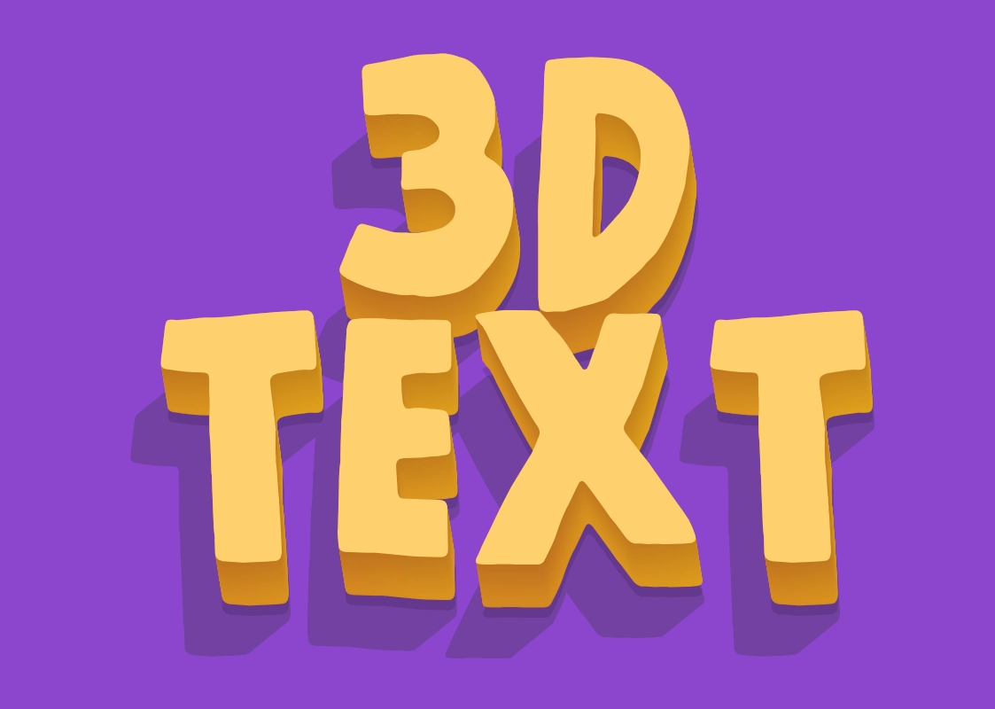 Beautiful volumetric 3D inscription with a cartoon font