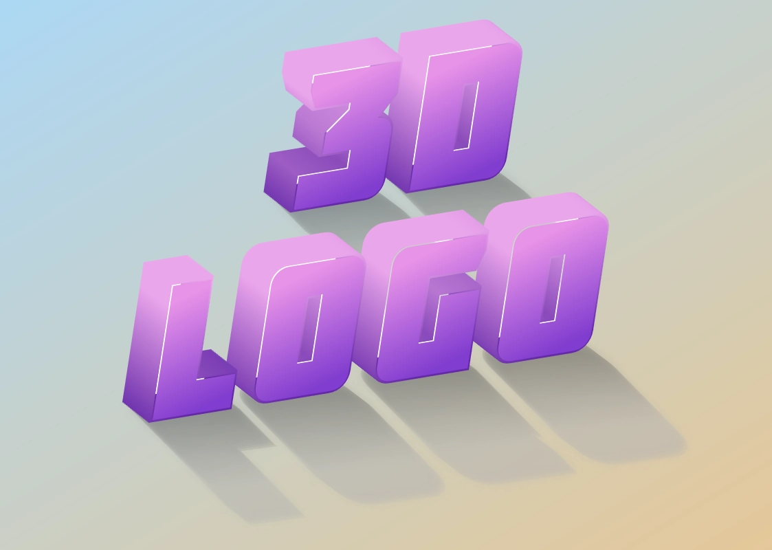 3D inscription - text from volumetric letters with highlights and shadow