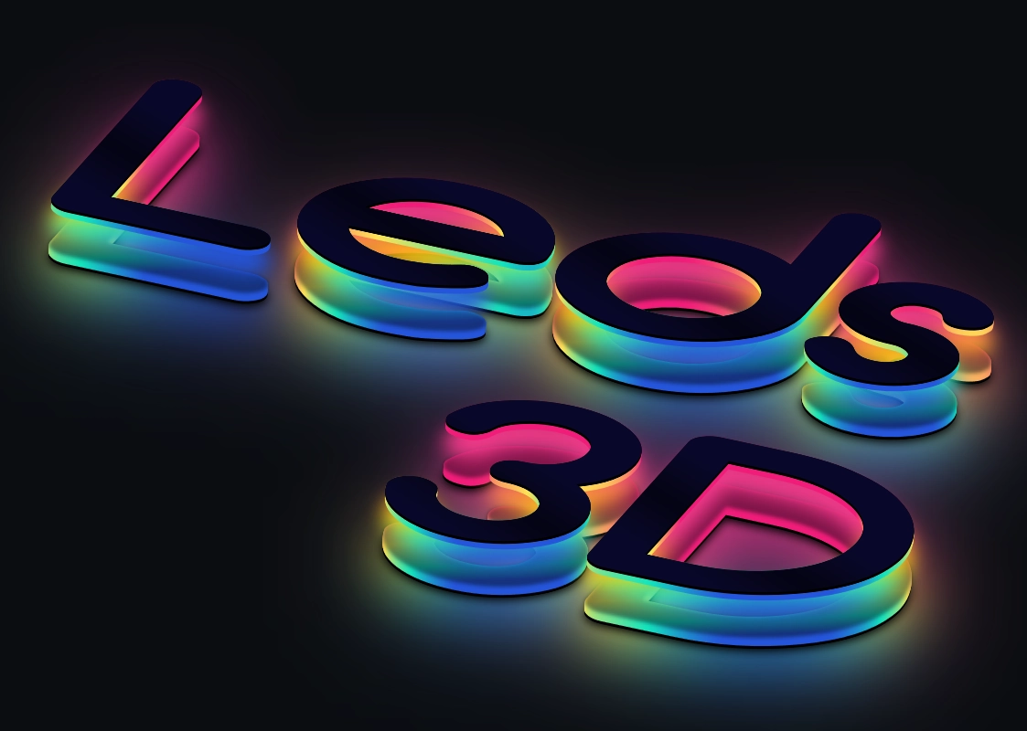 Leds 3D inscription gradient glow