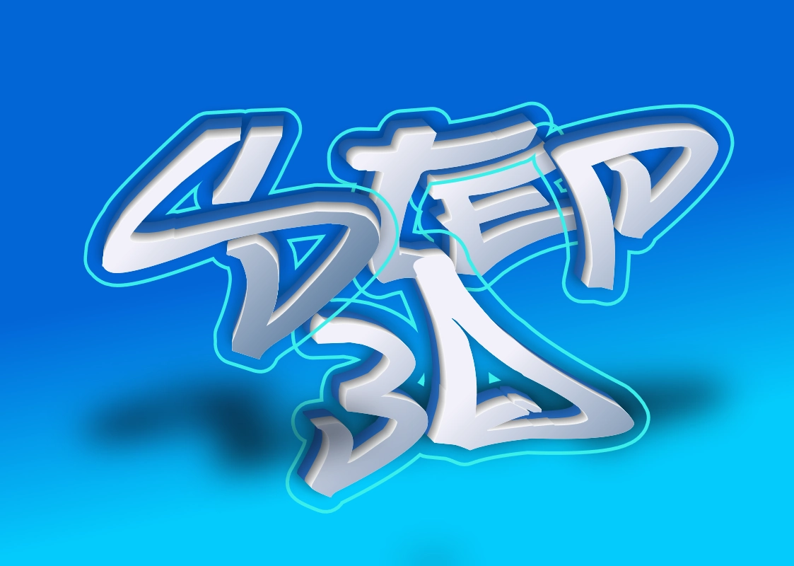3D inscription with a beautiful graffiti font with an outline