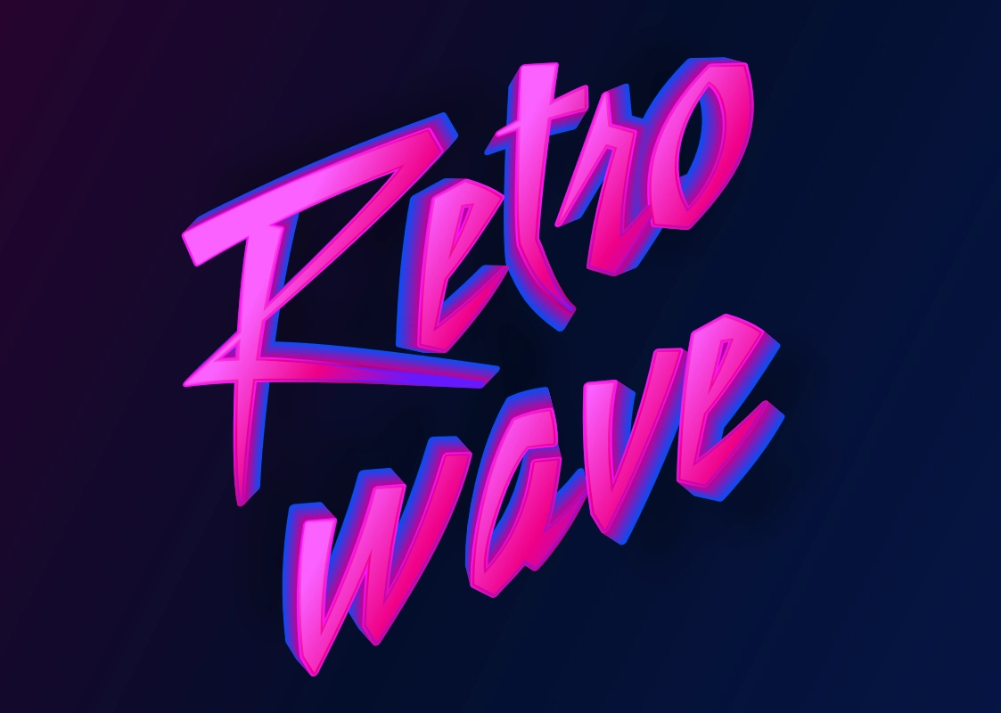 RetroWave 3D inscription for a logo