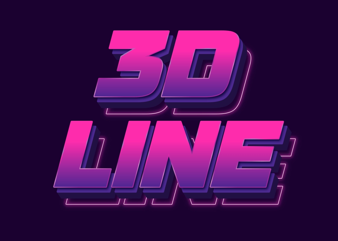 Beautiful 3D font neon outline
