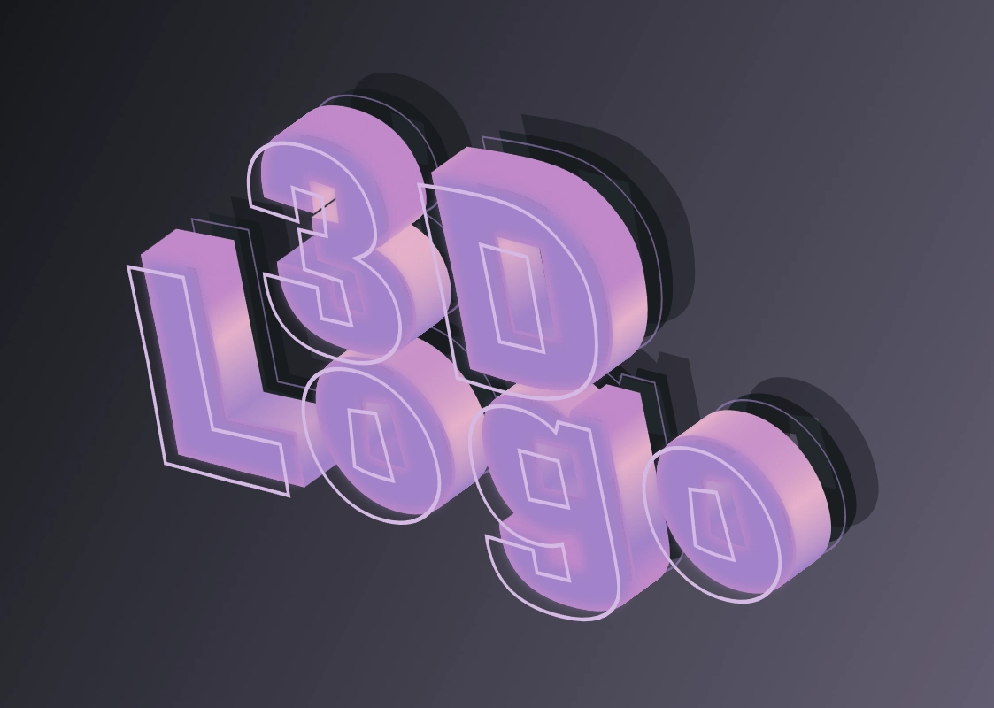 Beautiful 3D font neon outline
