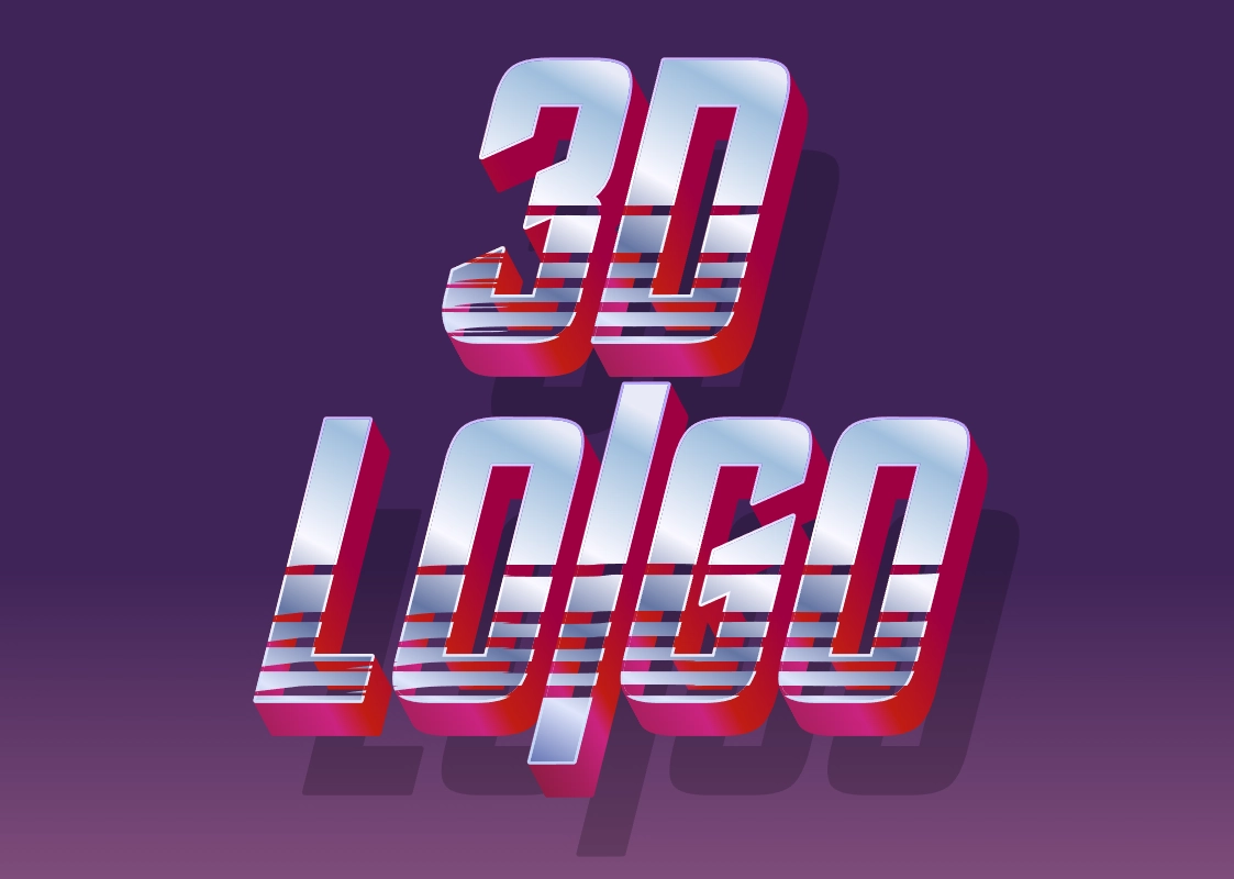 3D text in retro style of a metallic inscription