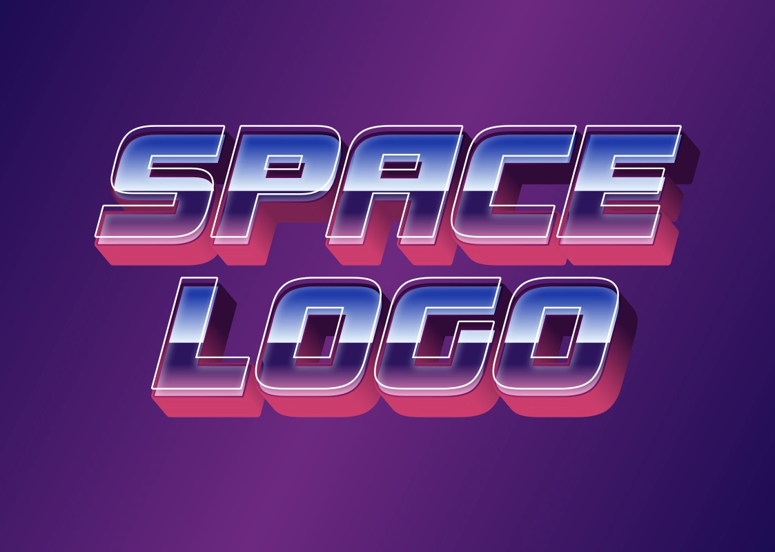 Cosmic 3d inscription for a volumetric logo