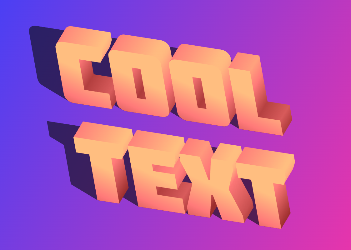 Beautiful 3D gradient inscription with vertical letters