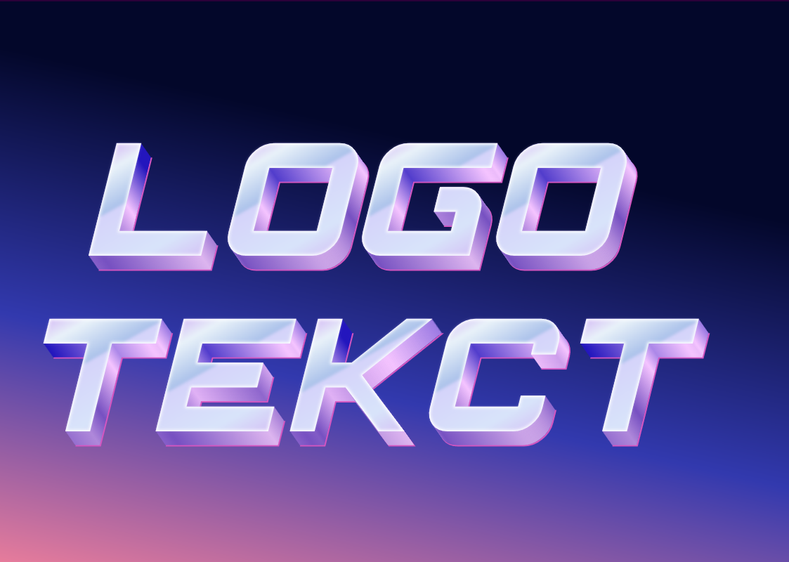 3D Text in 80s style holographic chrome