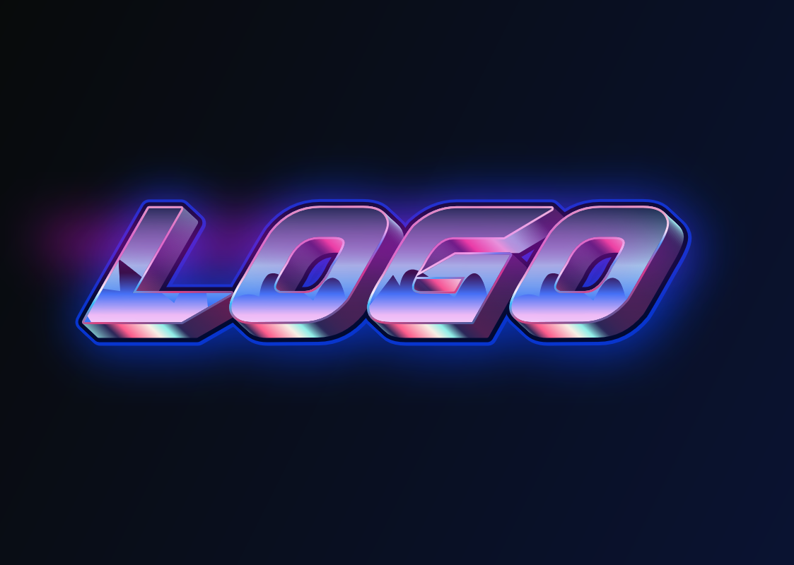 3D Retro Text: 'LOGO' in 80s style