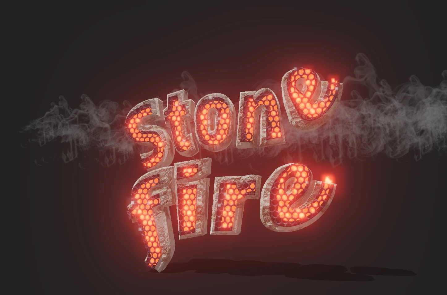 3D Text Effect Molten Stone with Glow