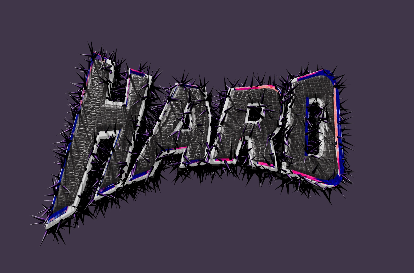 Brutal 3D text effect with spikes and cracked texture