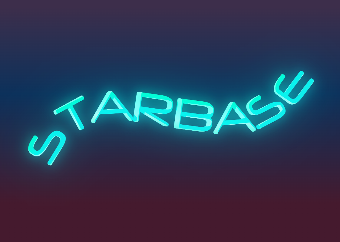 Wavy Text with Neon: STARBASE