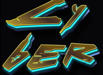 Make 3D text in the style of cyberpunk