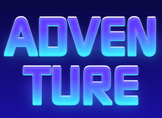 Adventure caption text designer for the header and design of a youtube twitch channel with a neon effect