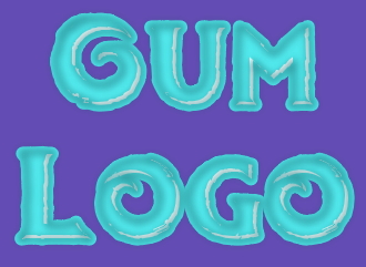 Logo in the style of chewing gum beautiful font with bubblegum effect