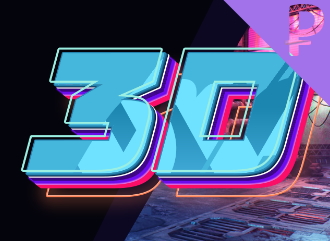 Cool 3D lettering with a neon outline for channel header or video preview, group design, social networks and advertising