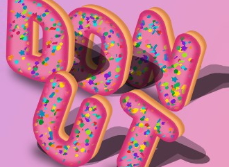 Make the inscription in the style of donut beautiful font