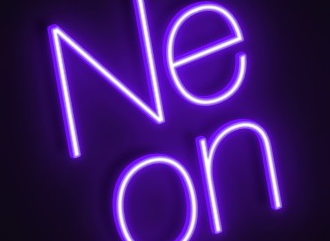 Make a neon realistic text logo in a beautiful font