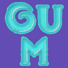Logo in the style of chewing gum beautiful font with bubblegum effect