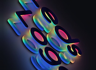 Make a 3D logo in a beautiful font with a gradient LED effect
