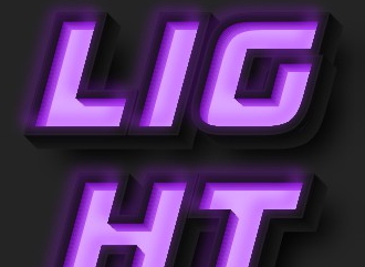 Font with the glowing effect of neon boxes