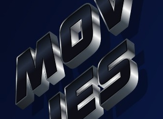 Make 3D logo a beautiful font in the style of MOVIES