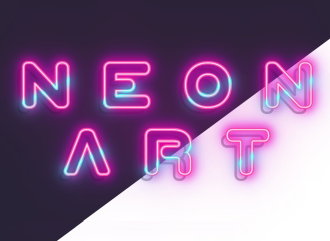 Neon text.