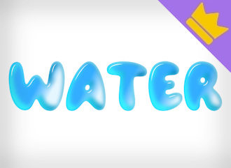 Create a water droplet-style inscription